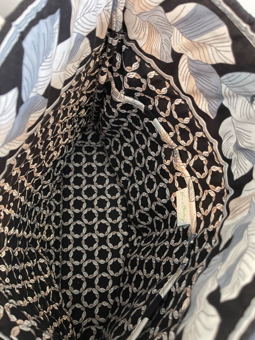Vera Bradley Black and Cream Quilted Floral Tote - Picture 3 of 4